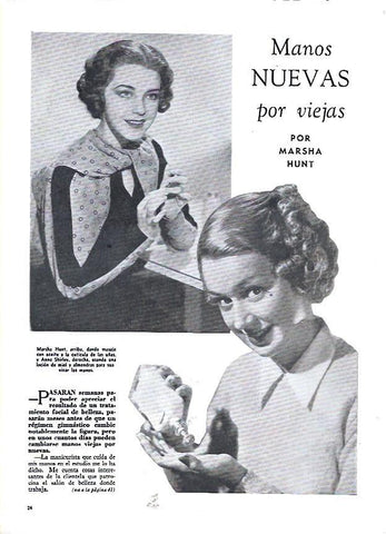 LAMINA 35038: Publicidad Manos nuevas por viejas de Marsha Hunts