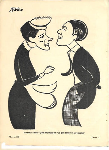 LAMINA 35174: Caricatura de Beatrice Lillie y Jack Pickford en Lo que Puede el Optimismo