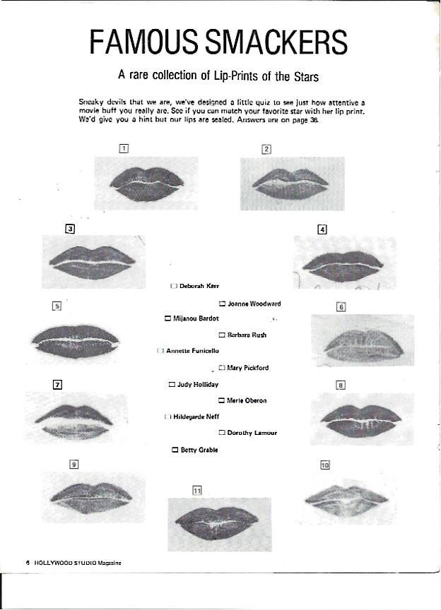 LAMINA 35193: Impresion de labios de varias actrices