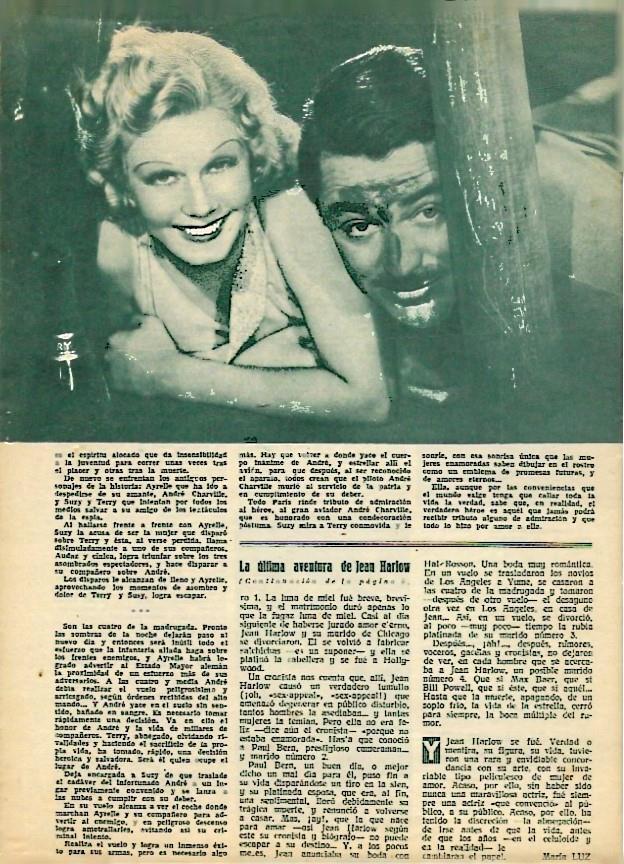 LAMINA 35189: Jean Harlow sonriente posando con Clark Gable