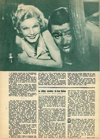 LAMINA 35189: Jean Harlow sonriente posando con Clark Gable