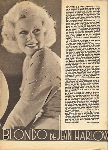 LAMINA 35187: Retrato de la actriz Jean Harlow en su elegia