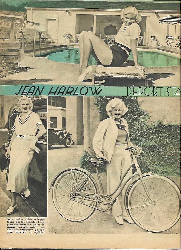 LAMINA 35185: Jean Harlow con una bicicleta