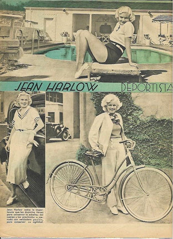 LAMINA 35185: Jean Harlow con una bicicleta