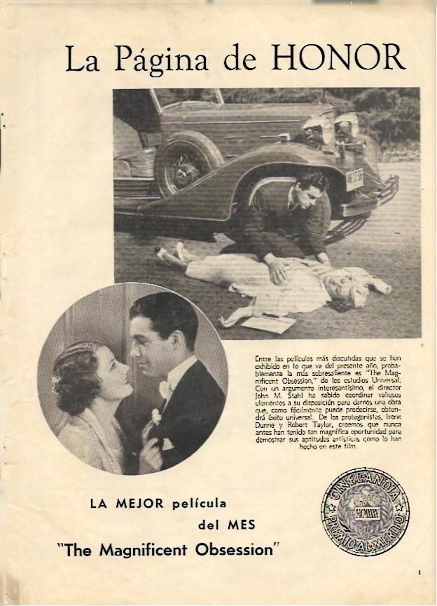 LAMINA 35116: Premio de la revista a la mejor pelicula del mes a The magnificient obsession
