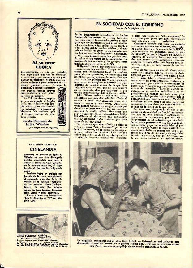 LAMINA 35108: Maquillaje del actor Boris Karloff para la pelicula ImHoTep