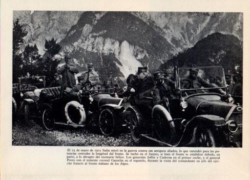 LAMINA V36391: Generales Joffre y Cardona y coronel Gamelin en los Alpes 
