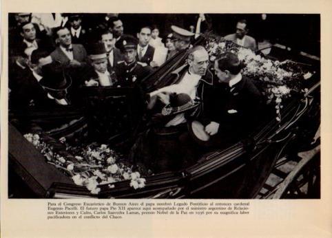 LAMINA V36504: Cardenal Pacelli junto a C. Saavedra Lamas en Buenos Aires