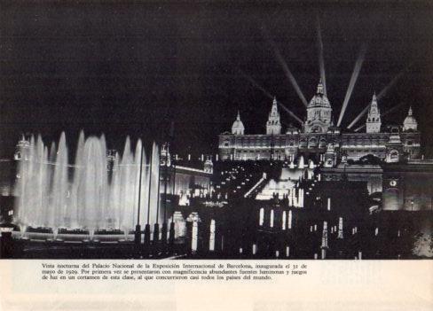 LAMINA V36439: Vista nocturna Palacio Nacional Exposicion de Barcelona en 1929