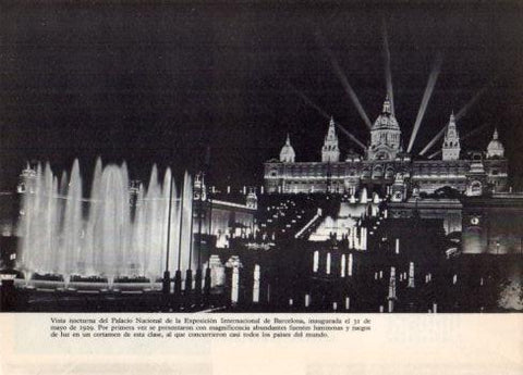 LAMINA V36439: Vista nocturna Palacio Nacional Exposicion de Barcelona en 1929