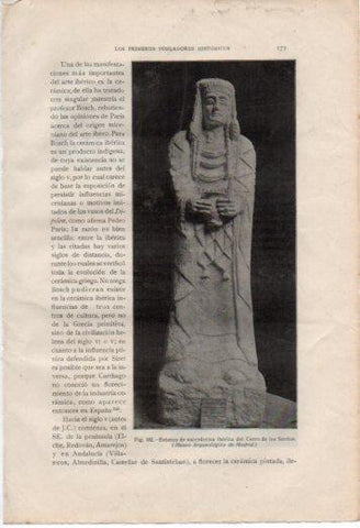 LAMINA V37002: Estatua de sacerdotisa iberica del Cerro de los SAntos