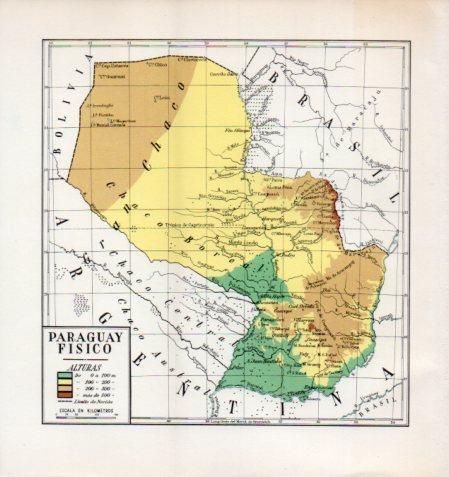 LAMINA V36940: Mapa fisico de Paraguay