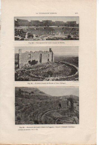 LAMINA V37070: Teatro romano de Merida, Sagunto y Ronda la Vieja