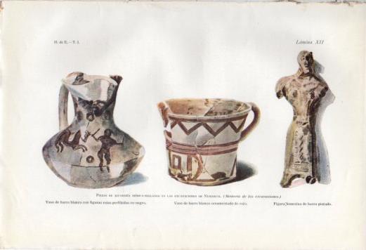 LAMINA V37047: Piezas de alfareria, excavaciones de Numancia