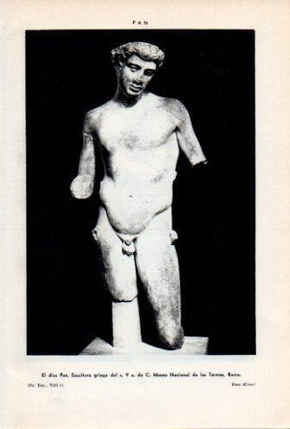 LAMINA V36757: El dios Pan escultura griega