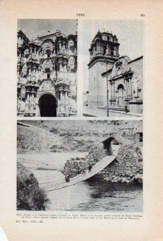 LAMINA V36746: Puente colgante en valle de Huancayo, Peru