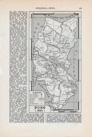 LAMINA V36782: Mapa de la region de Puno, Peru