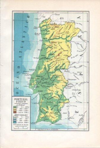 LAMINA V36768: Mapa fisico de Portugal