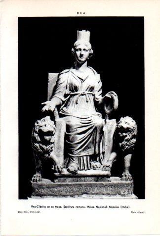 LAMINA V36922: Rea-Cibeles en su trono escultura romana