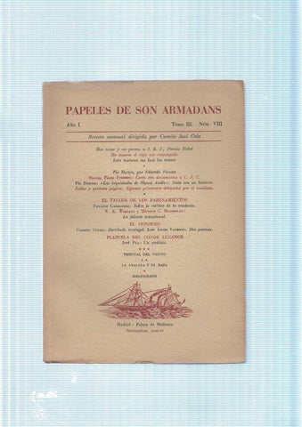 Papeles de son Armadans Tomo III numero 08. Contiene dos notas y un poema