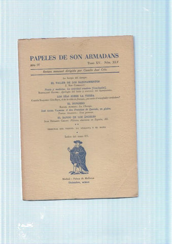 Papeles de son Armadans Tomo15, numero 45 contiene: La baraja del tiempo-