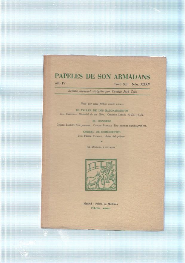Papeles de son Armadans tomo 12, numero 35. Contiene: El taller de los razona-