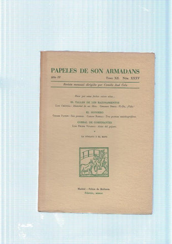 Papeles de son Armadans tomo 12, numero 35. Contiene: El taller de los razona-
