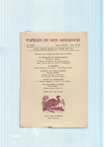 Papeles de son Armadans tomo 84 numero 252, contiene: El taller de los razona-