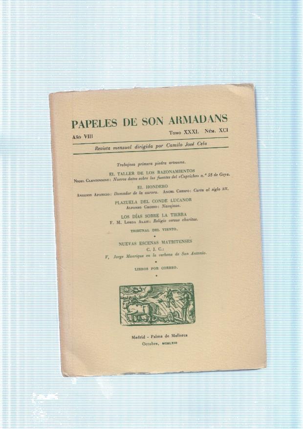 Papeles de son Armadans tomo 31 numero 91, contiene: El Taller de los razona-