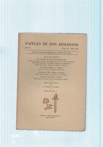 Papeles de son Armadans tomo5 numero 15 contiene: Elogio de la vulgaridad-