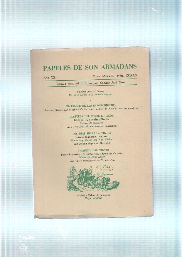 Papeles de son Armadans tomo 77 numero 230 contiene: Palabras para el Perich-