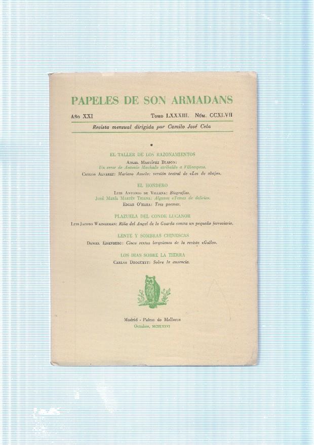 Papeles de son Armadans tomo 83 numero 247 coniene: El taller de los razona-