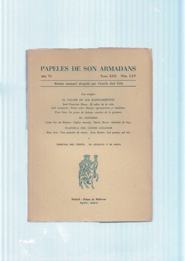 Papeles de son Armadans tomo 22 numero 65 contiene: Los amigos- El taller de