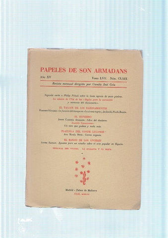 Papeles de son Armadans tomo 57 numero 159 contiene: Segunda carta a Philip