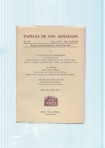 Papeles de son Armadans tomo 76 numero 228 contiene: El taller de los razona-