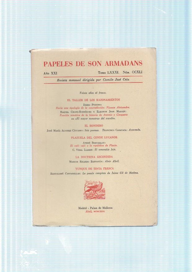 Papeles de son Armadans tomo 81 numero 241 contiene: Veinte años al fresco-