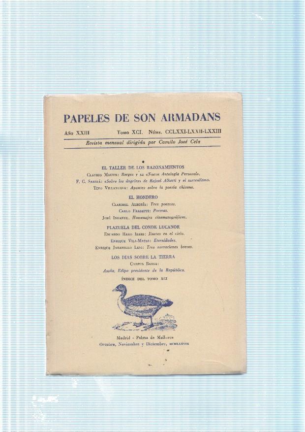 Papeles de son Armadans tomo 91 numero 271, 272 y 273 contiene: El taller de 