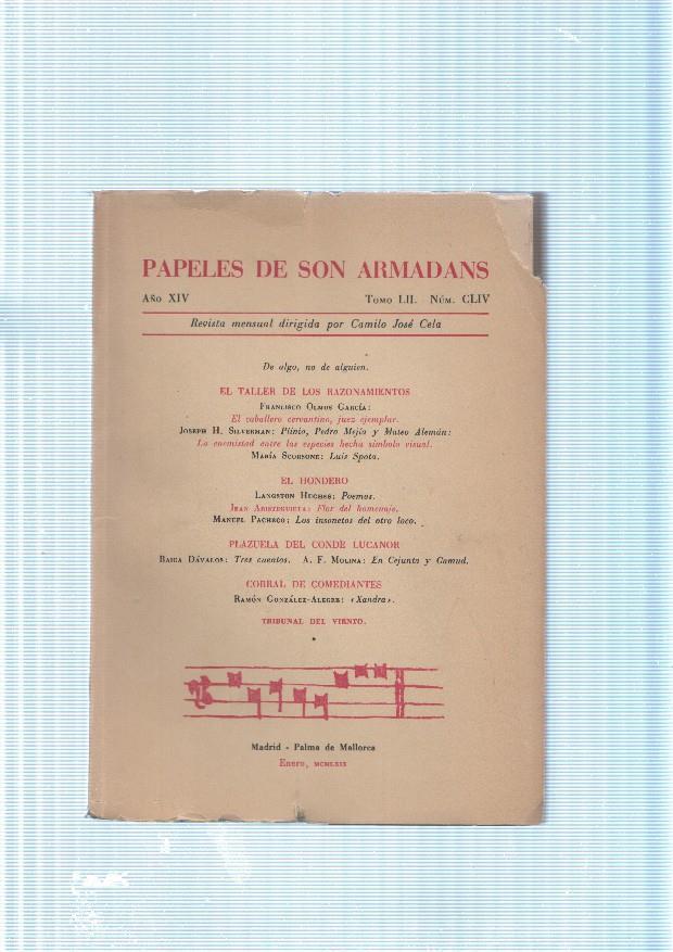 Papeles de son Armadans tomo 52, numero 154 contiene: El taller de los razona-