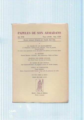 Papeles de son Armadans tomo 68 numero 204, contiene: El taller de los razona-