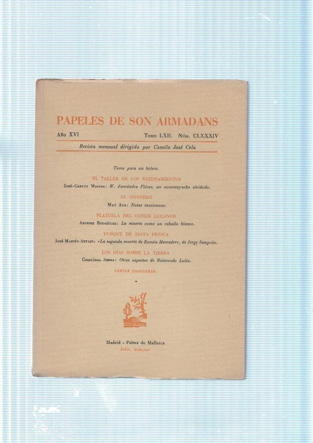 Papeles de son Armadans tomo 64 numero 184 contiene: Tema para un bolero-