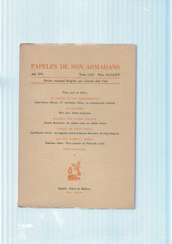Papeles de son Armadans tomo 64 numero 184 contiene: Tema para un bolero-