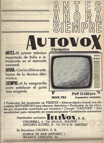 LAMINA 35672: Publicidad de televisor Autovox