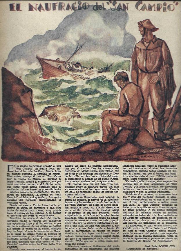LAMINA 35629: Ilustracion El naufragio del San Campio, por Navarro