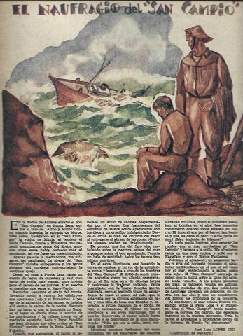 LAMINA 35629: Ilustracion El naufragio del San Campio, por Navarro