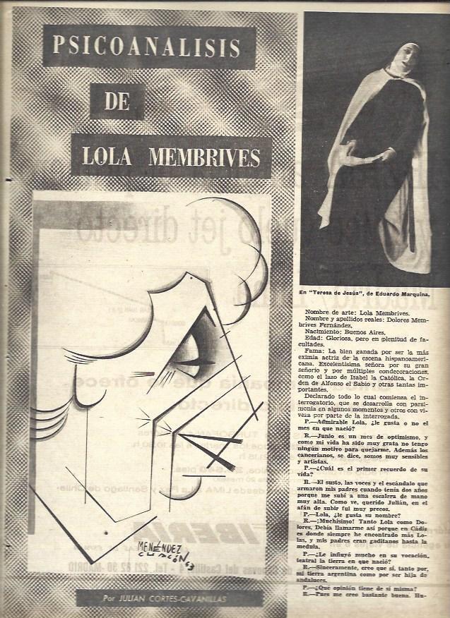 LAMINA 35632: Lola Membrives y caricatura de Menendez