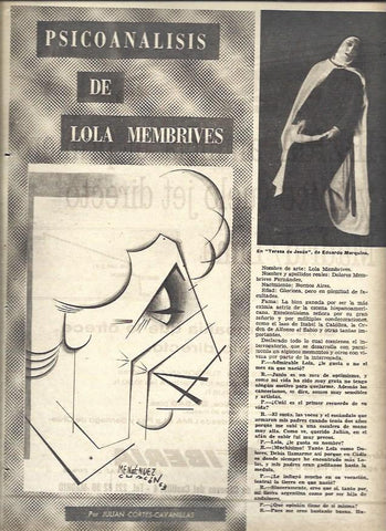 LAMINA 35632: Lola Membrives y caricatura de Menendez
