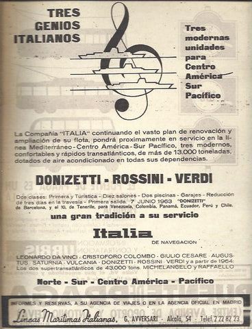 LAMINA 35645: Publicidad de Lineas Maritimas Italianas