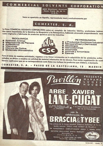 LAMINA 35784: Xavier Cugat y Abbe Lane en sala Pavillon