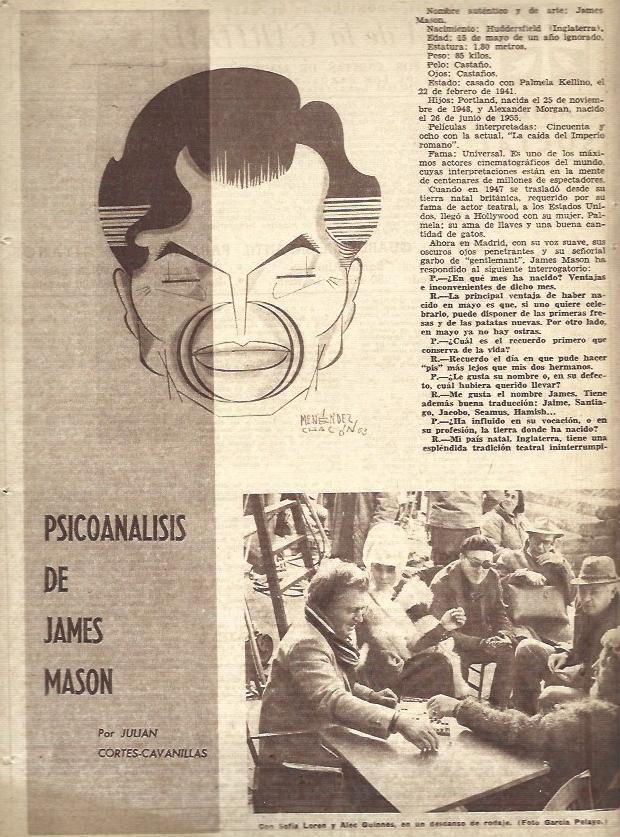 LAMINA 35803: Caricatura de James Mason por Menendez