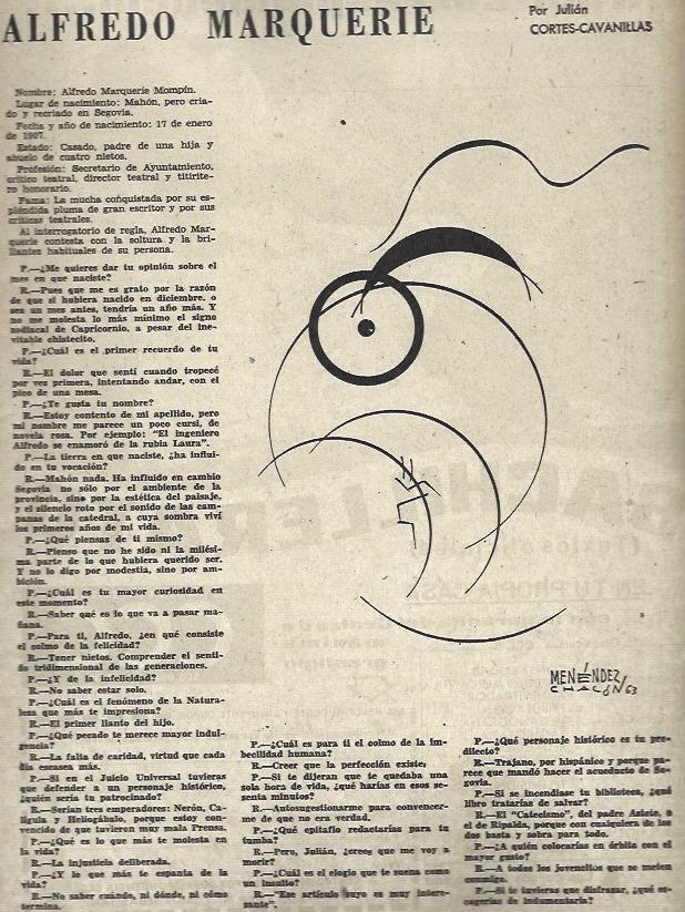 LAMINA 35733: Caricatura de Alfredo Marquerie por Menendez